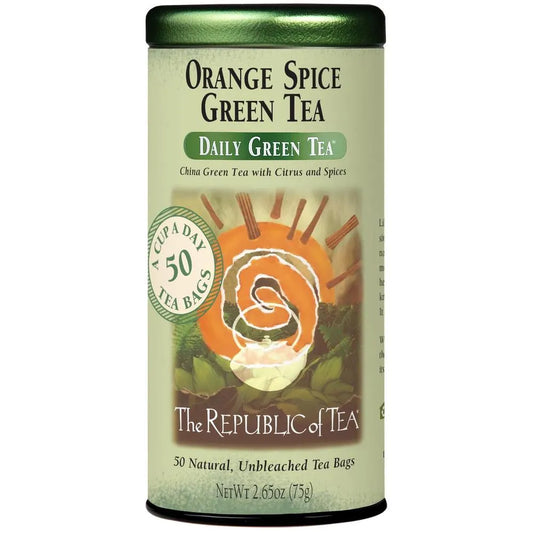 ORANGE SPICE GREEN 50 TEA BAGS TIN