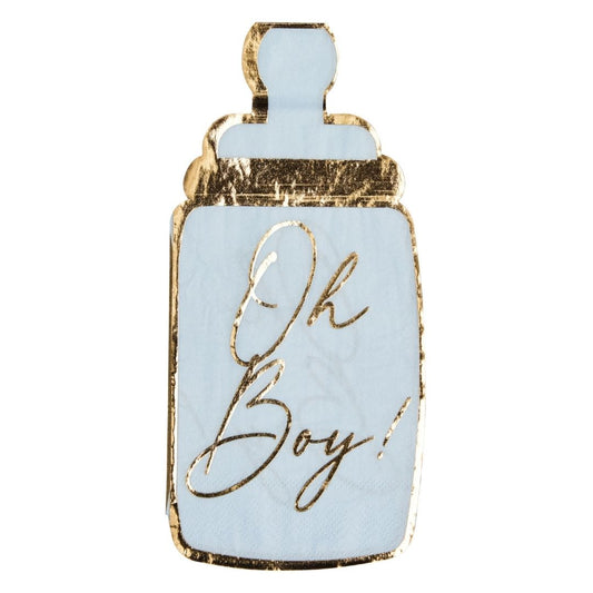 BABY BOTTLE DIE CUT GUEST TOWEL HEY BABY BLUE - 16PKG