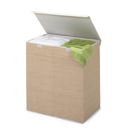Natural Resin Large Dual Laundry Hamper with Lid