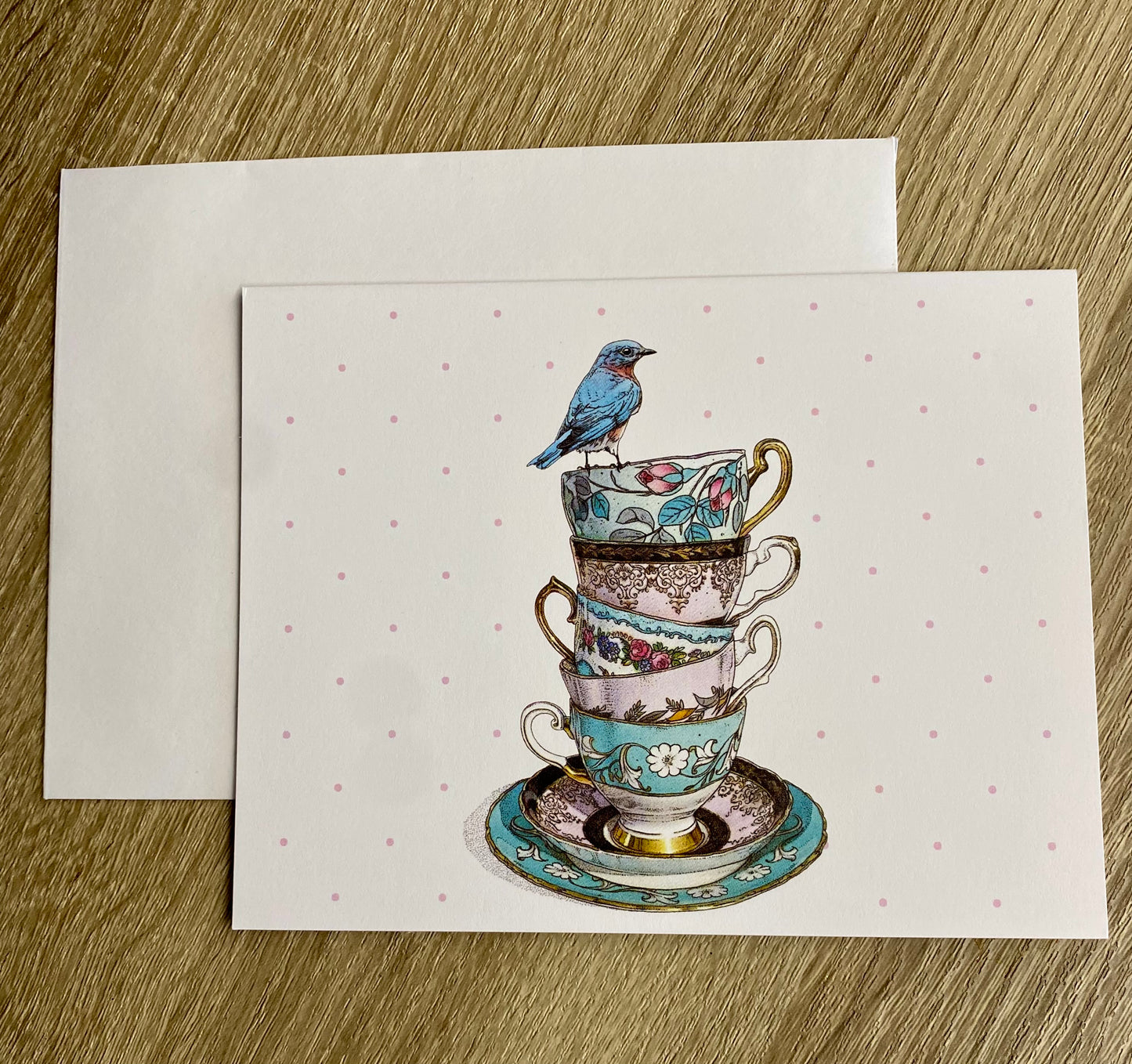 TEACUPS/BLUEBIRD BOXED BLANK NOTE CARDS WITH ENVELOPES