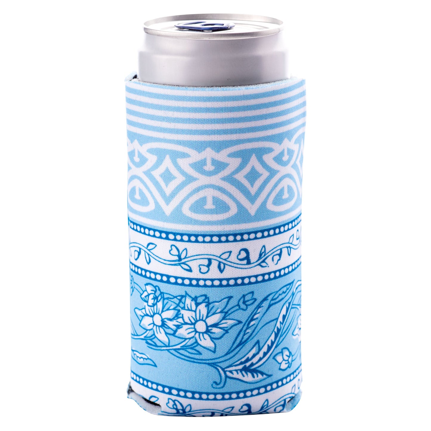 PERIWINKLE FLORAL SLIM CAN COOLER