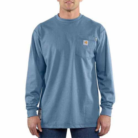 CARHARTT FR FORCE COTTON LONG SLEEVE MEDIUM BLUE T-SHIRT | 100235465