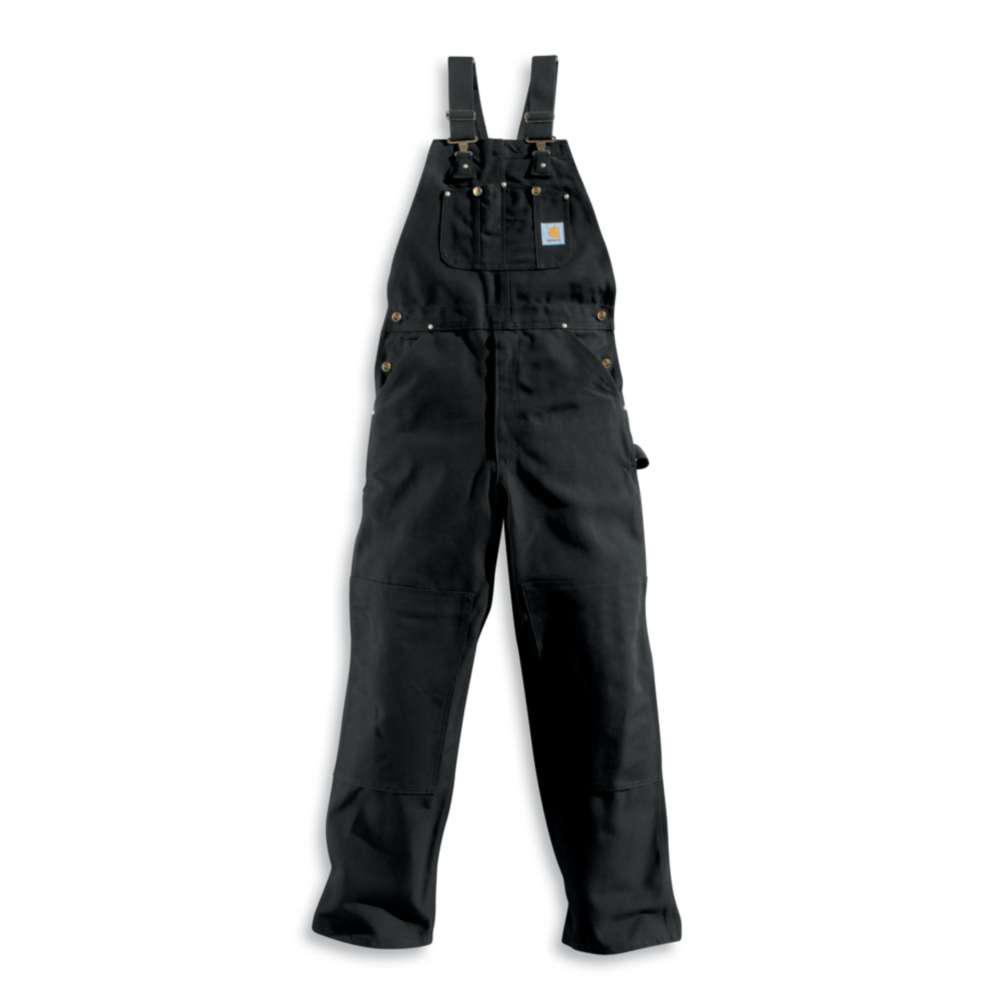 R01 Black Carhartt Duck Bib Overalls Unlined