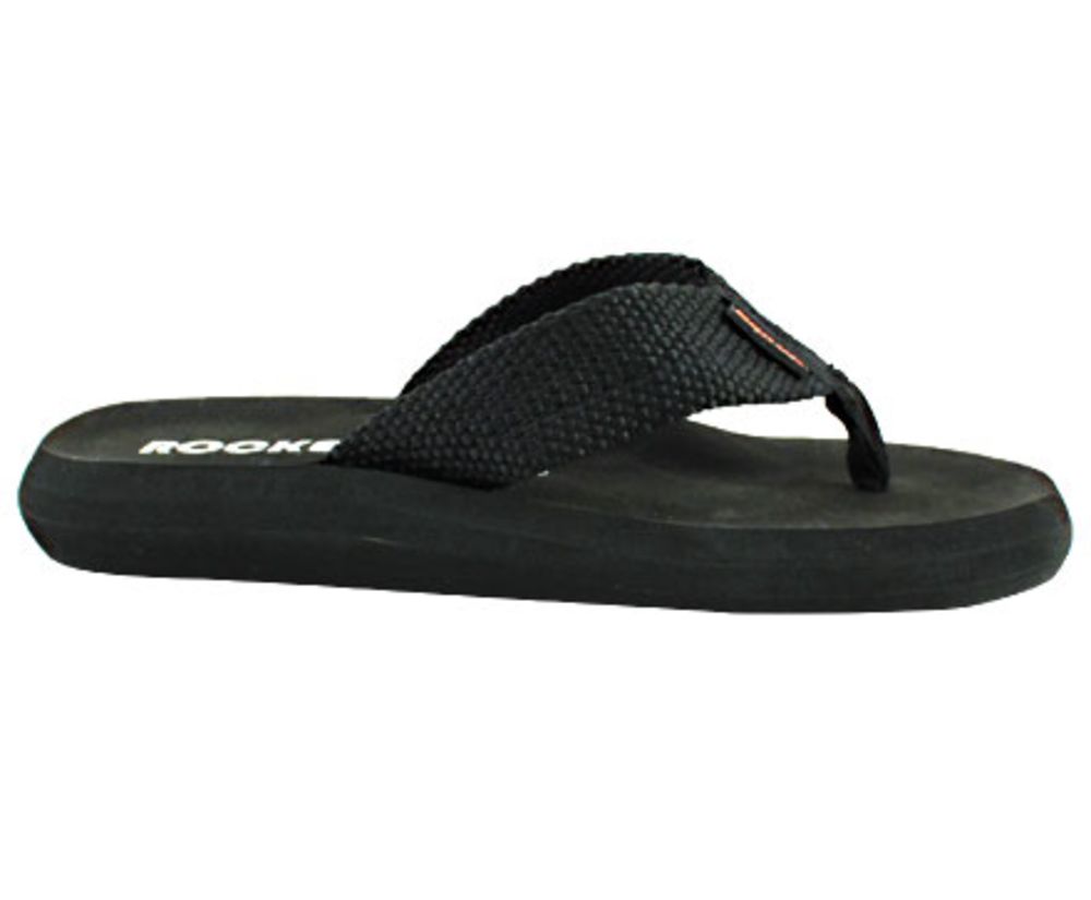 WOMENS SUNSET WEBBING TRIBAL BLACK FLIPFLOPS