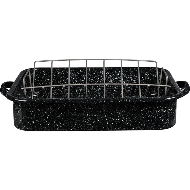 Rectangular Open Roaster with V-Rack - 25LB
