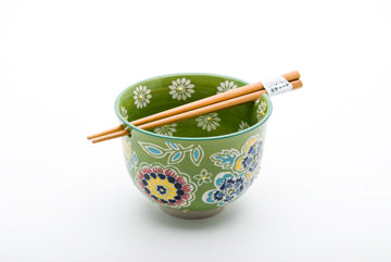 5"Dx3.75"H BOWL W/ CHOPSTICKS HOLDER & CHOPSTICKS