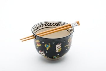 5"Dx3.75"H BOWL W/ CHOPSTICKS HOLDER & CHOPSTICKS