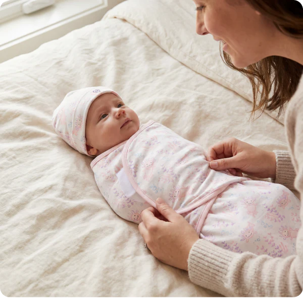 PINK AXOLOTI WARMIES SWADDLE & BEANIE SET