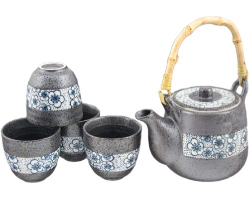TEA SET W/ BAMBOO HANDLE & STAINLESS STEEL MESH STRAINER