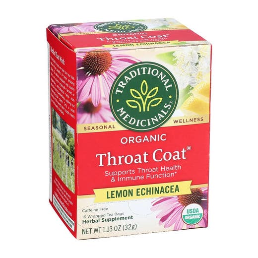 Traditional Medicinals Organic Throat Coat Lemon Echinacea Tea 16 count