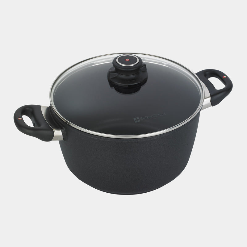 XD6128C SWISS DIAMOND NONSTICK STOCK POT, 8.5 QT WITH GLASS LID