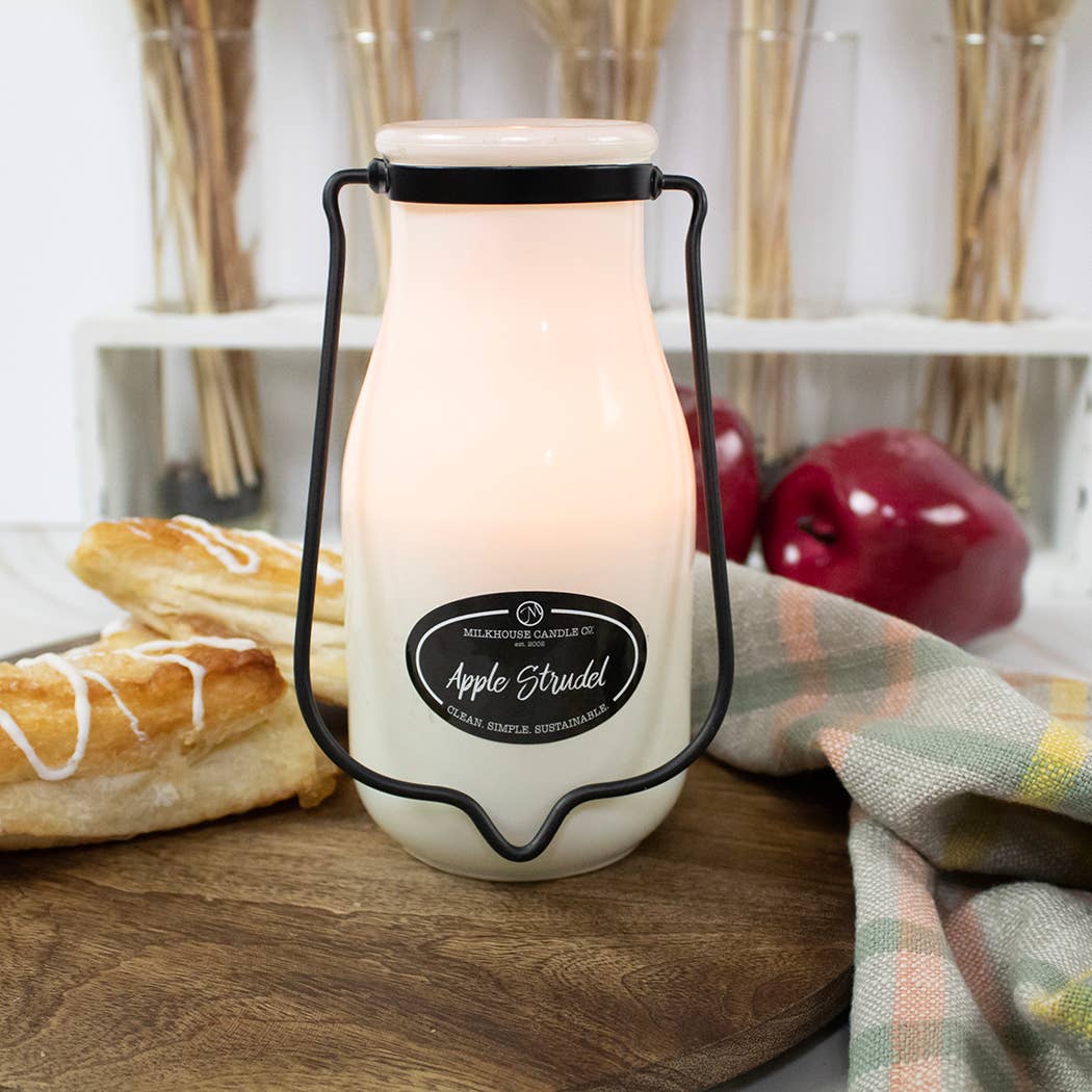 14 oz Milkbottle Soy Candle: Apple Strudel, by Milkhouse