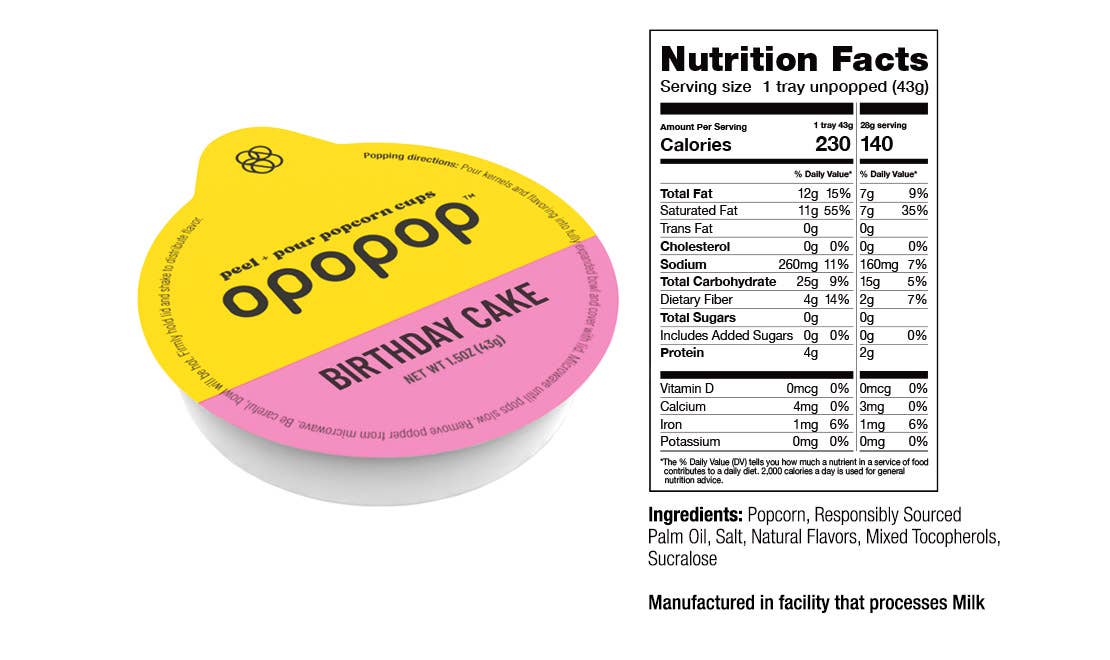 FG - 00251 Birthday Cake Pop Cups Popcorn Kernels