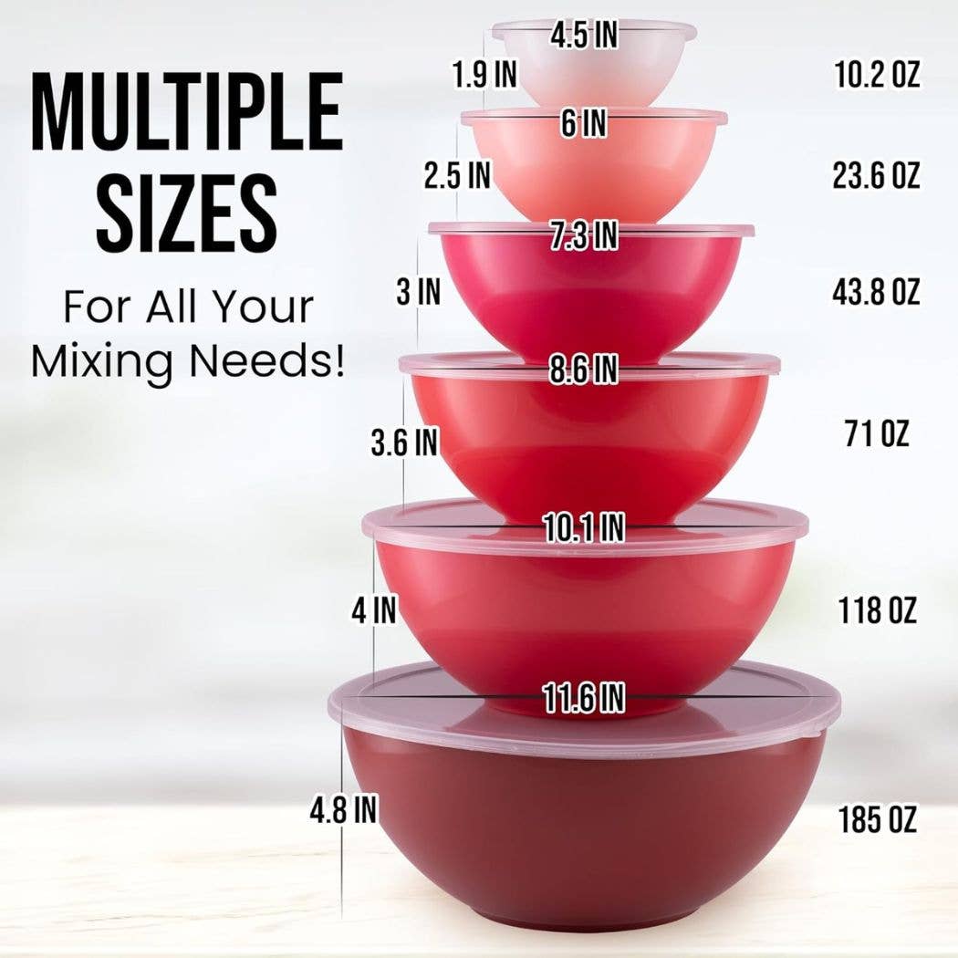 Z-MB-PL-12P-TURQ Plastic Mixing Bowls with Lids Set - 12-Piece Nesting Bowls: Turquoise Ombre