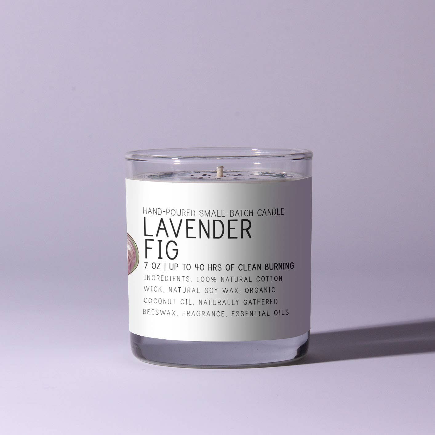 Lavender Fig - Just Bee Candles: 7 oz (up to 40 hrs of clean burning)