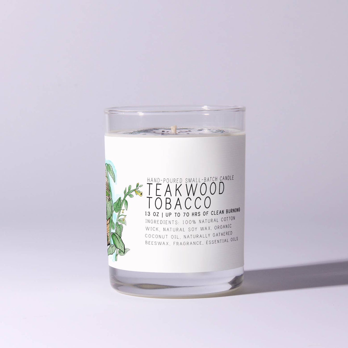 Teakwood Tobacco - Just Bee Candles: 13 oz (up to 60 hrs of clean burning)