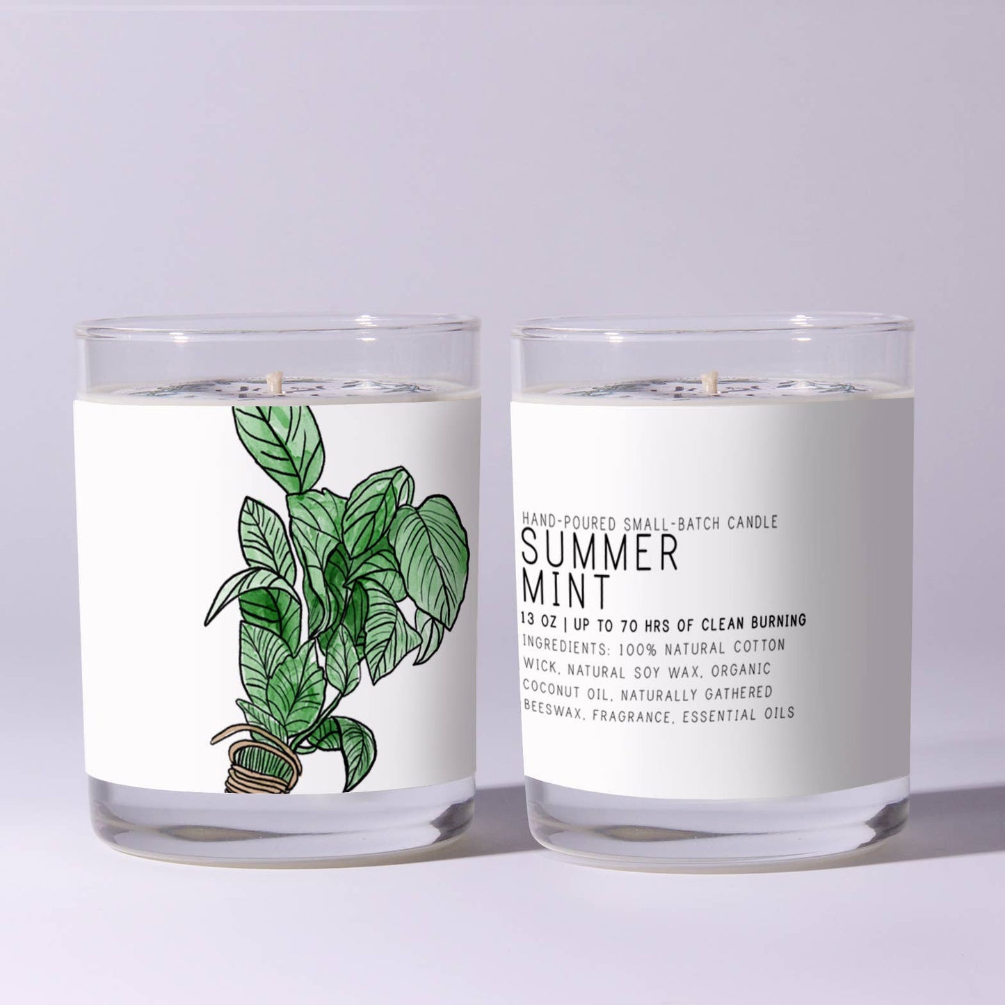 Summer Mint - Just Bee Candles: 7 oz (up to 40 hrs of clean burning)