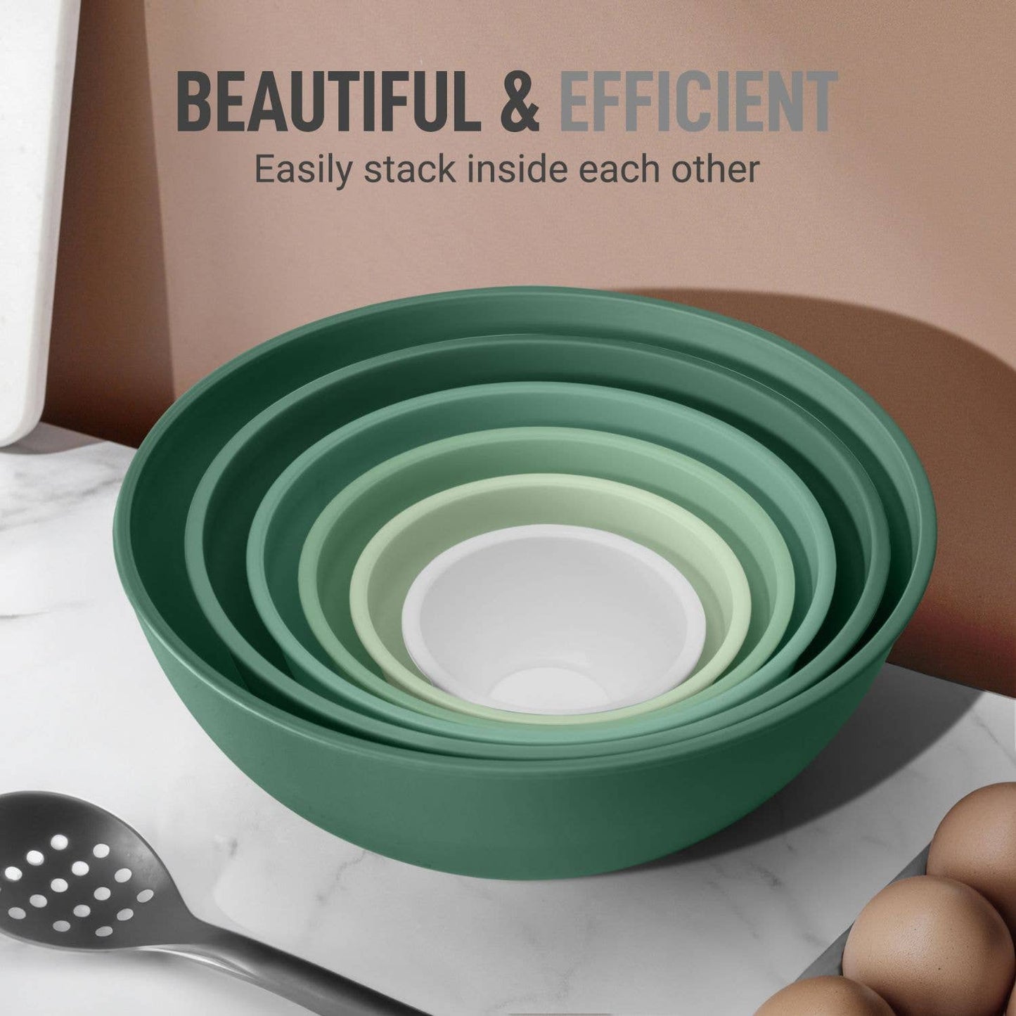 Z-MB-PL-12P-TURQ Plastic Mixing Bowls with Lids Set - 12-Piece Nesting Bowls: Turquoise Ombre