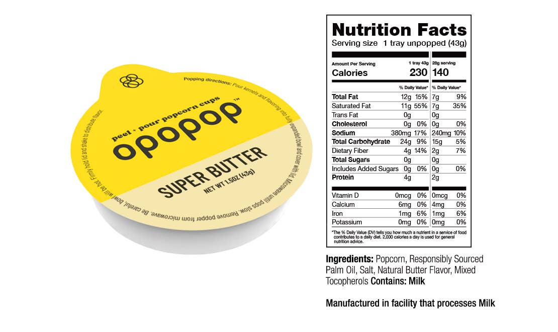 FG - 00256 Super Butter Pop Cups Popcorn Kernels