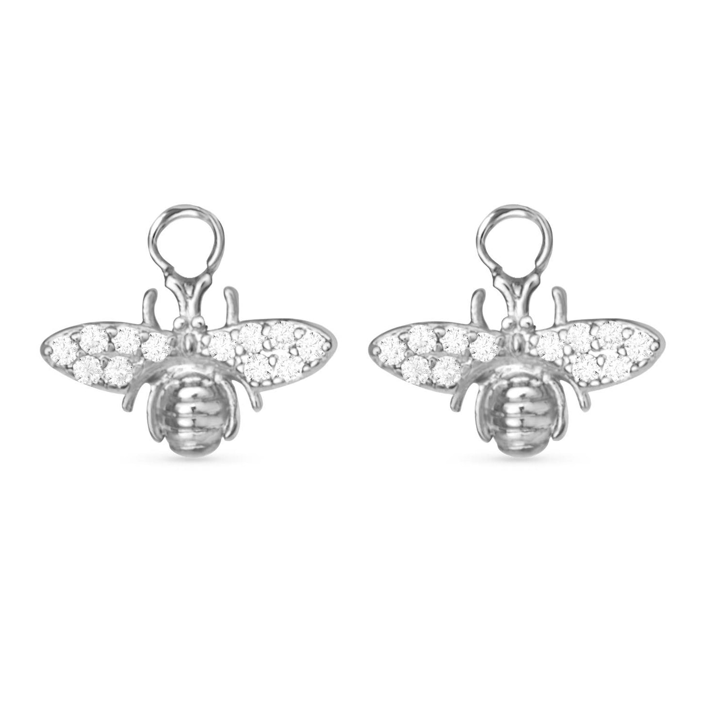 CZ Bee Earring Charm - Silver