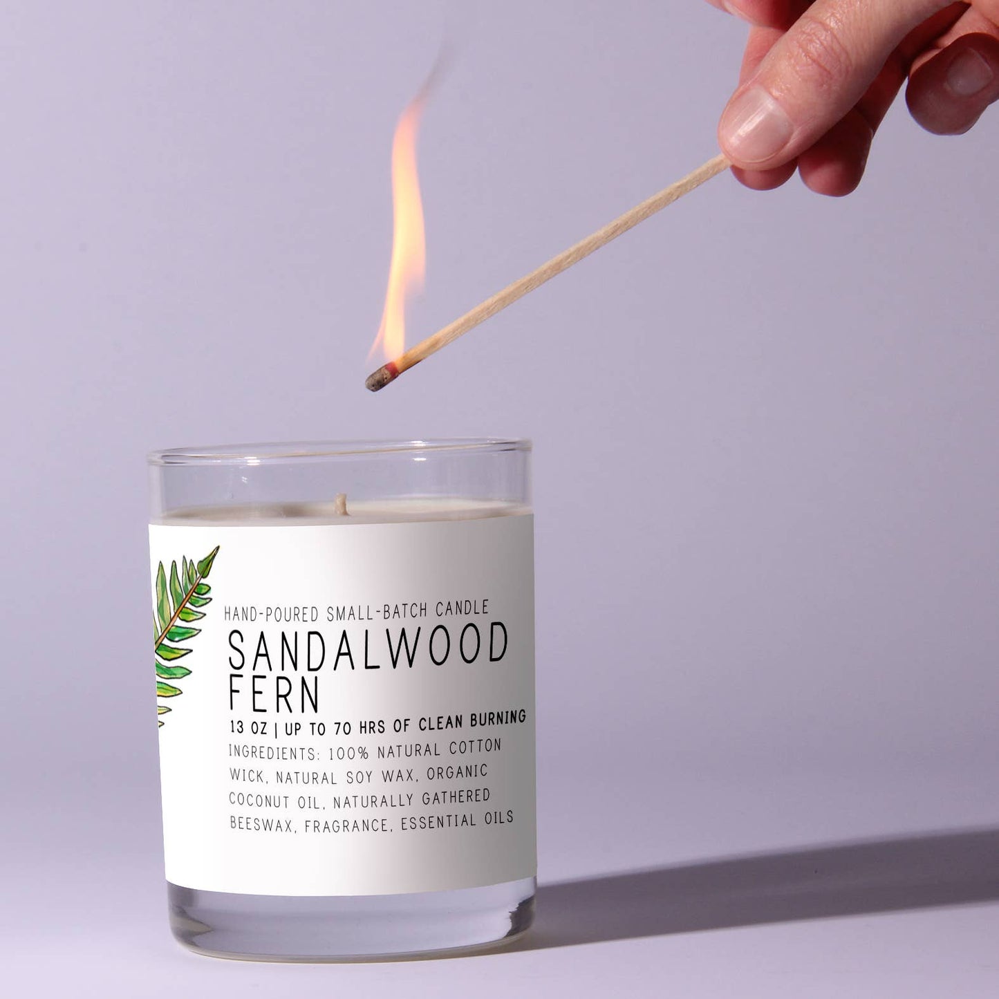 Sandalwood Fern - Just Bee Candles: 7 oz (up to 40 hrs of clean burning)