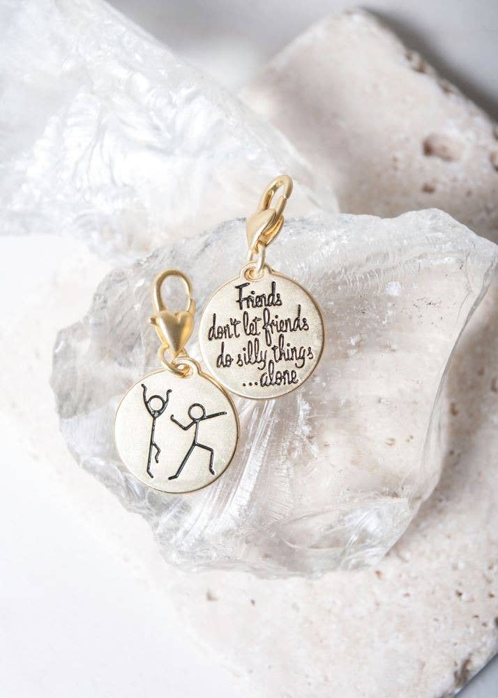 Stick Figures “friendship”- Gold 1-tone Medallion