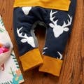 100% Cotton Reindeer Block Long-sleeve Baby Jumpsuit: Dark Blue / Newborn