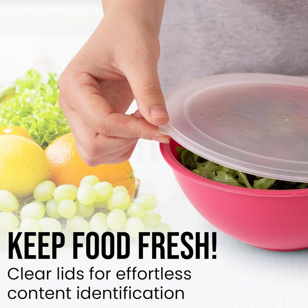 Z-MB-PL-12P-TURQ Plastic Mixing Bowls with Lids Set - 12-Piece Nesting Bowls: Turquoise Ombre