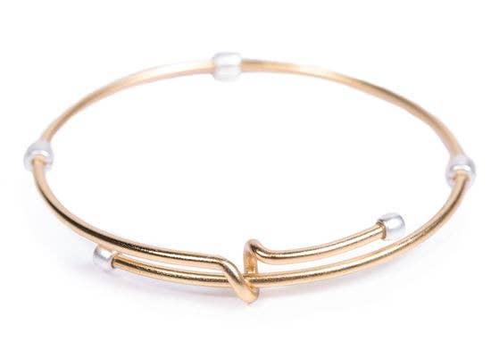 2-Tone Adjustable Bangle - Gold with Silver