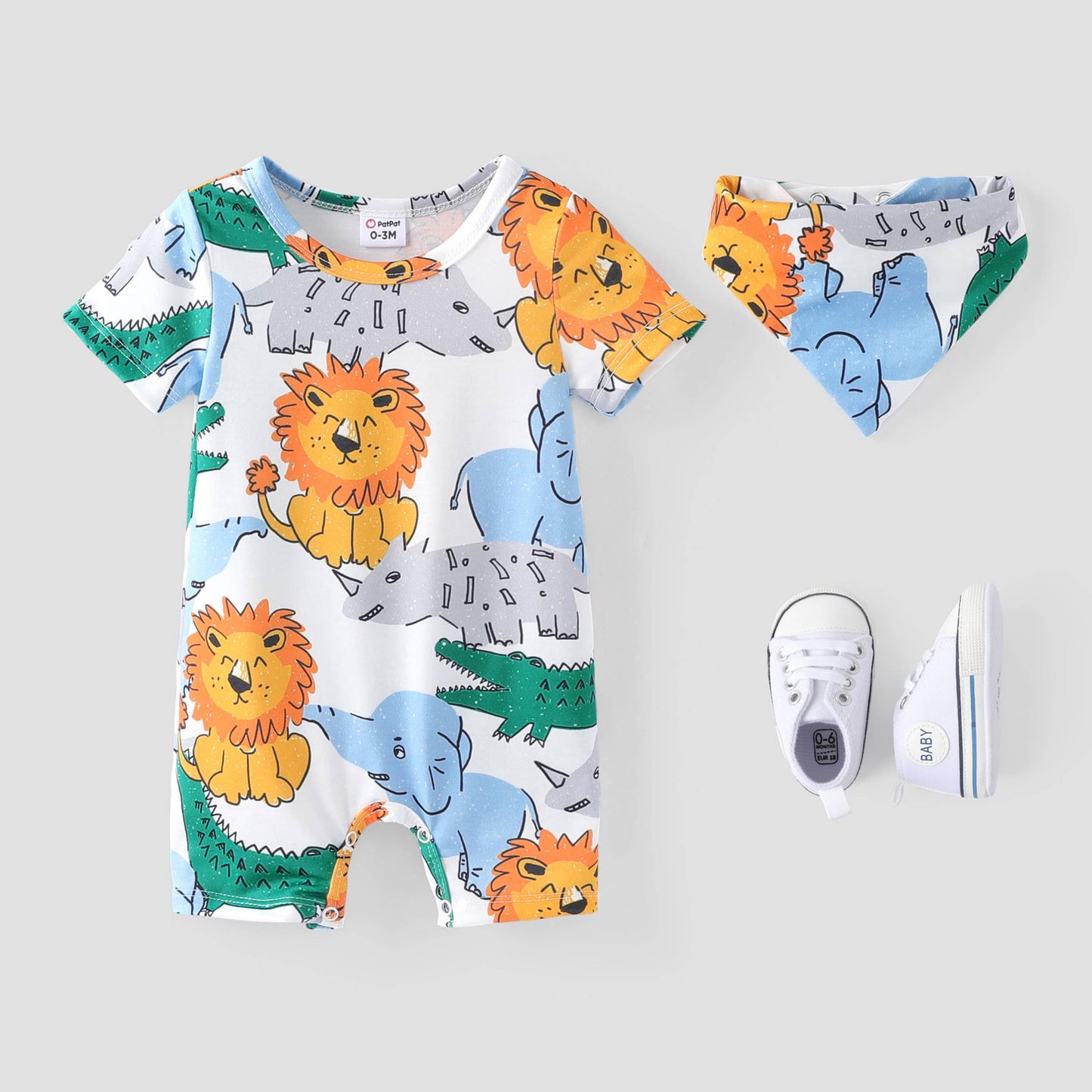 Baby Unisex 2pcs Naia Lion Romper & Bib Set/Prewalker Shoes: Black / Infant US 3