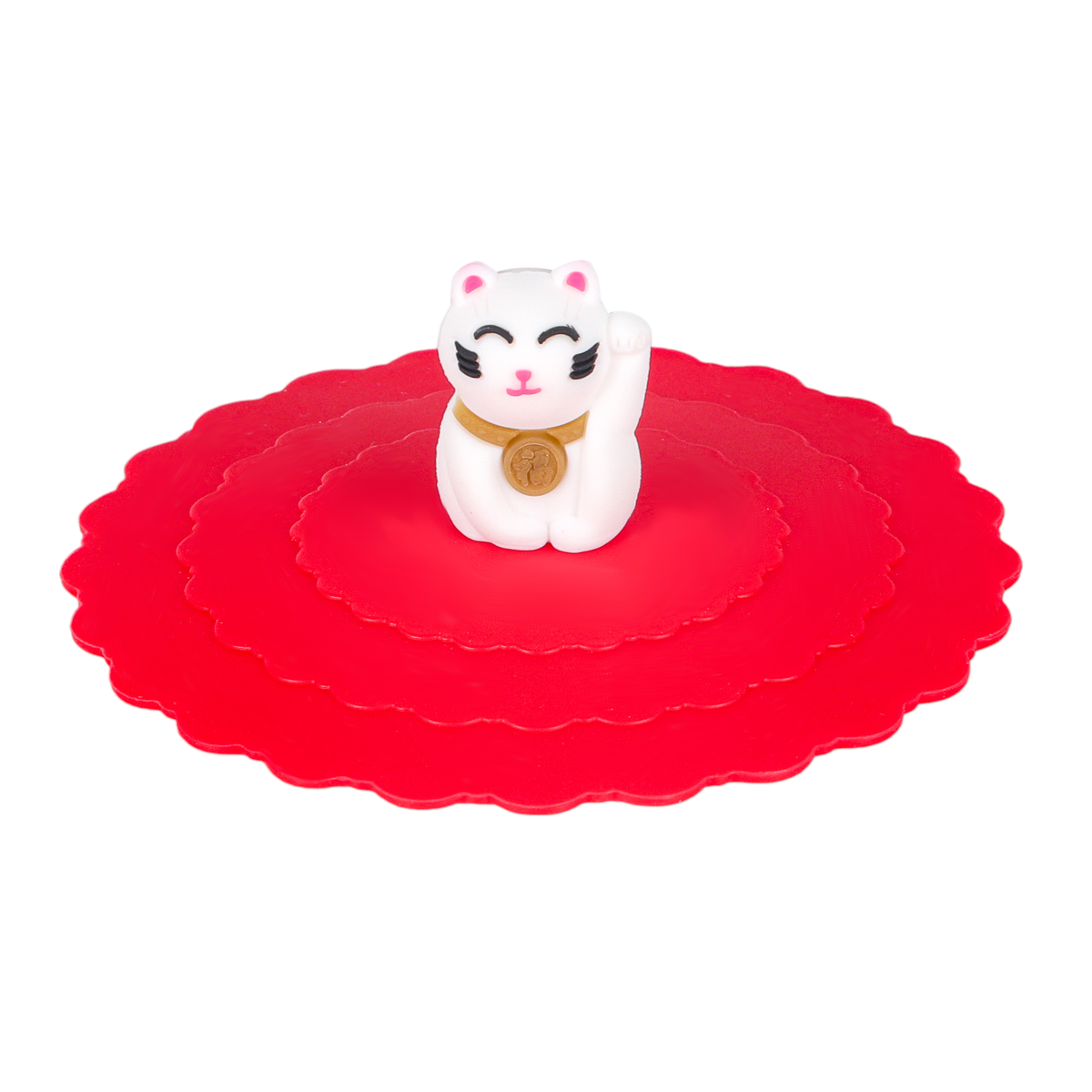 Lucky Cat Red Silicone Mug Lid