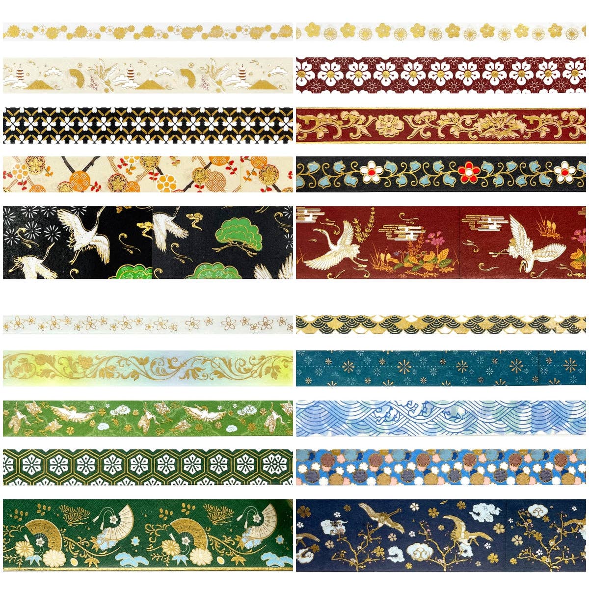 Wrapables Gold Foil Washi Tape in Gift Box Set for DIY Arts: Festive Cranes