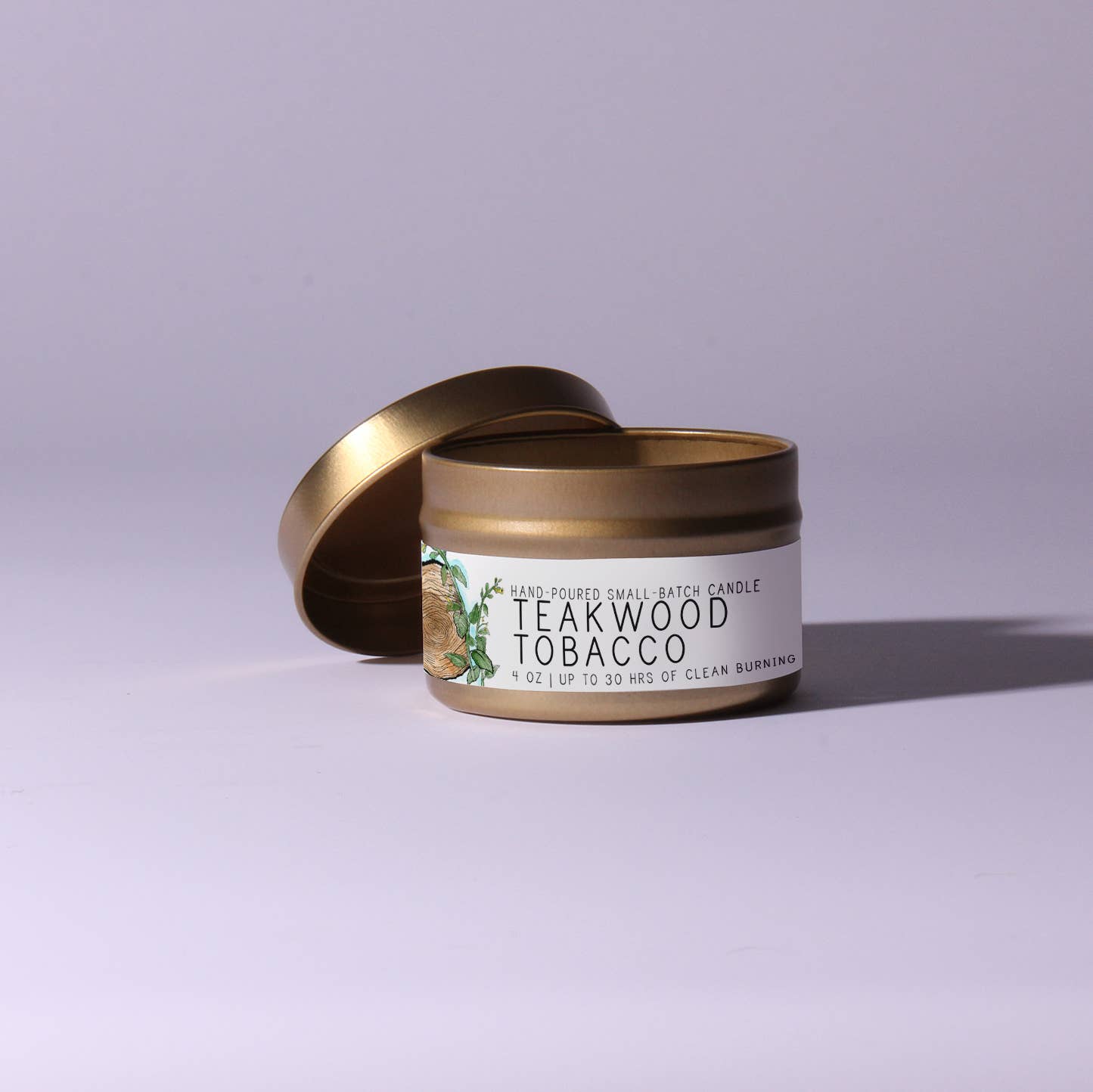 Teakwood Tobacco - Just Bee Candles: 13 oz (up to 60 hrs of clean burning)