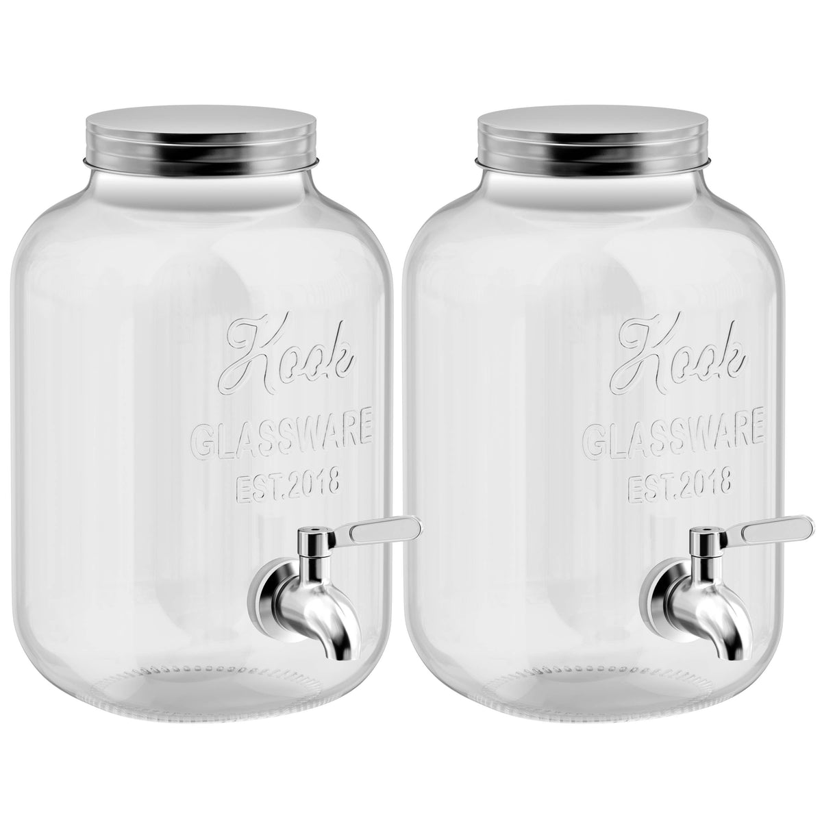 Kook Glass Drink Dispenser with Stainless Steel Spigot 1 Gal: Silver