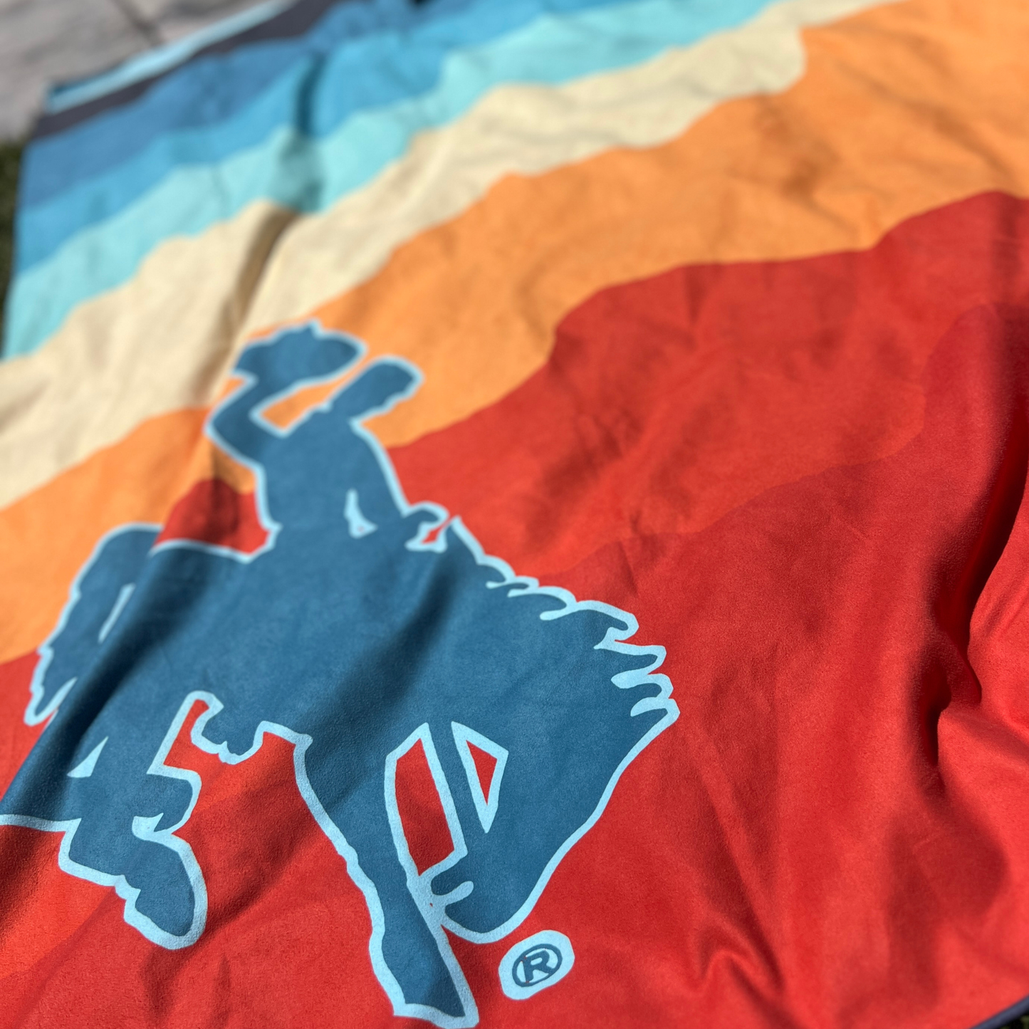 Wyoming Pool Towel | Suede Microfiber Beach Towel: Quick-Dry, Sand-Free, Absorbent, Lightweight: Wyoming Cowboy