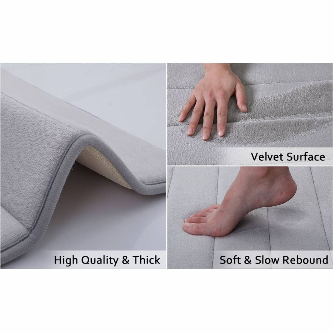 2 Pieces Memory Foam Bath Mat: Burgundy