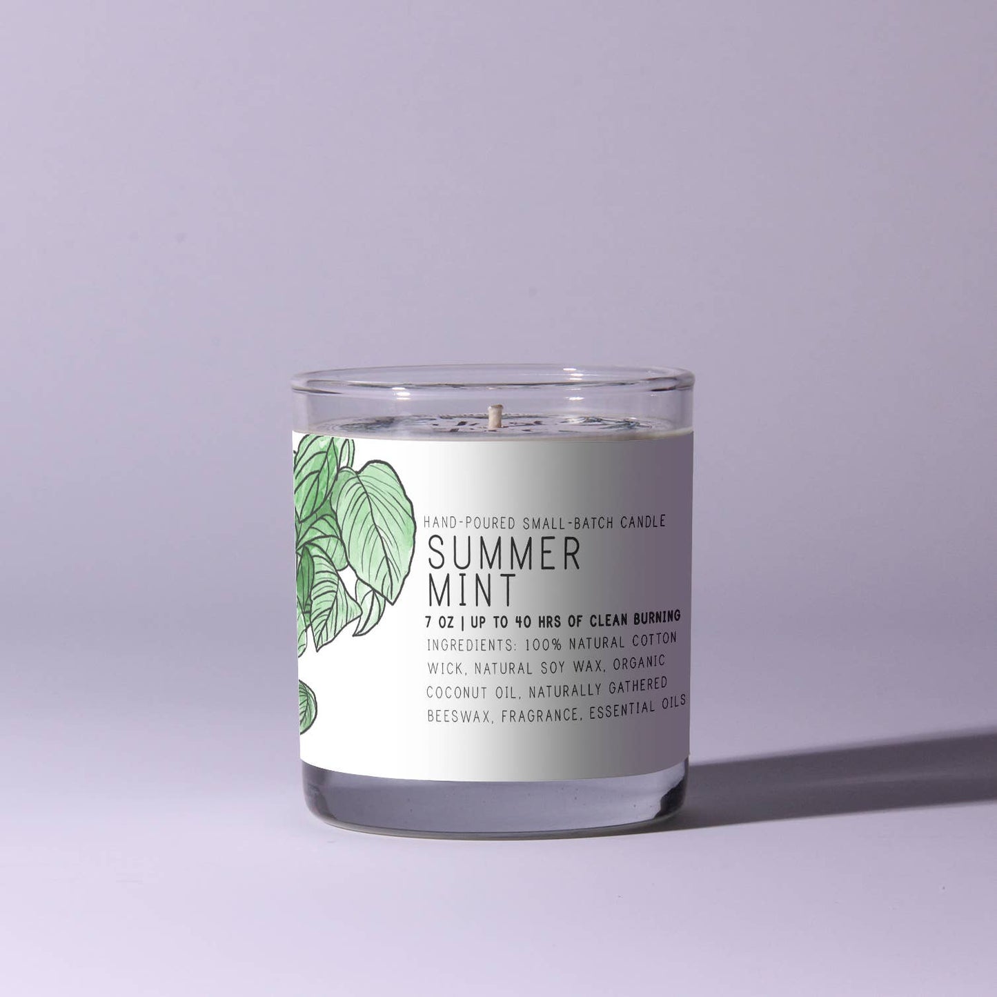 Summer Mint - Just Bee Candles: 7 oz (up to 40 hrs of clean burning)