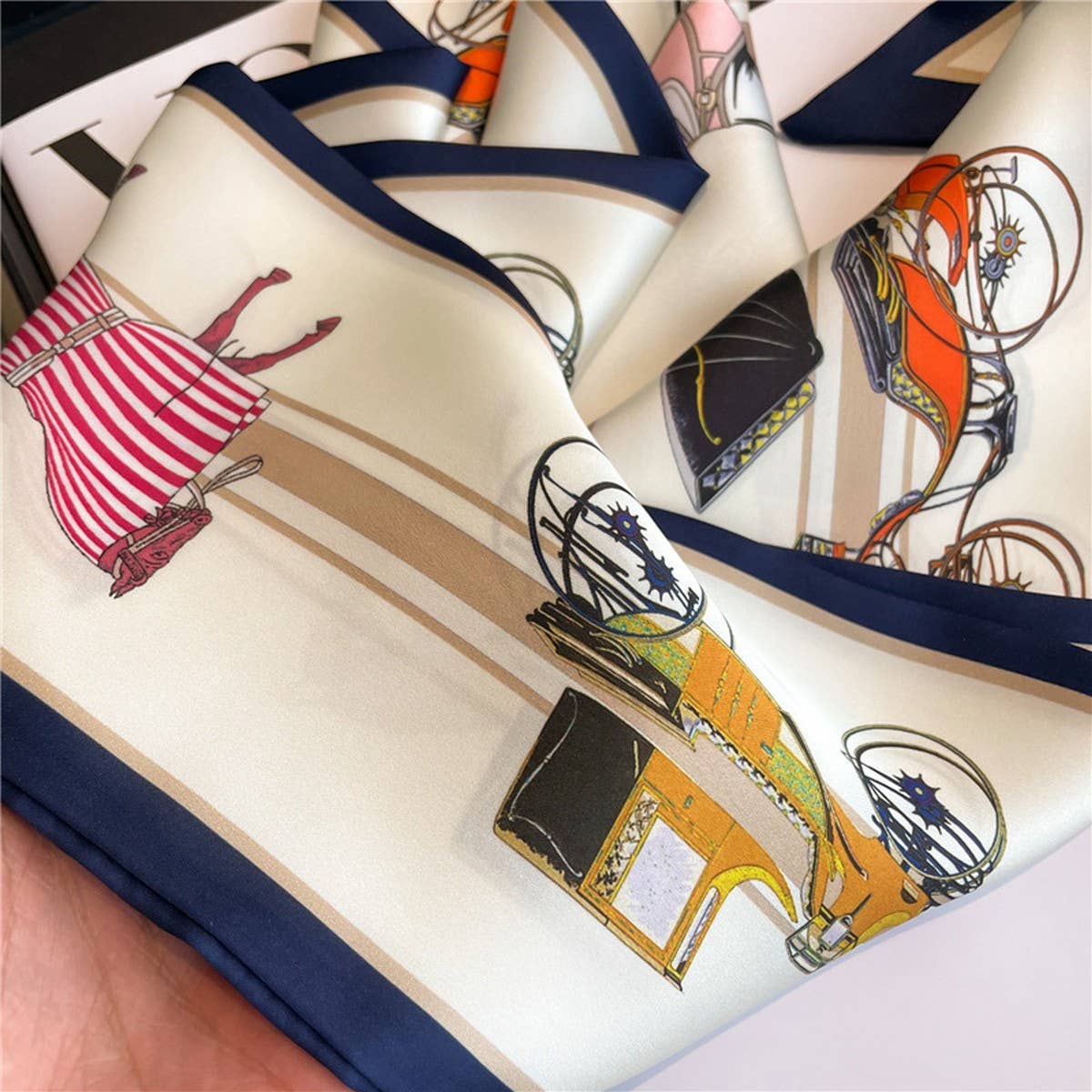 SPRING AND SUMMER THIN BEVEL RIBBON HEAD SCARF_CWASC1531: Beige / (OS) 1