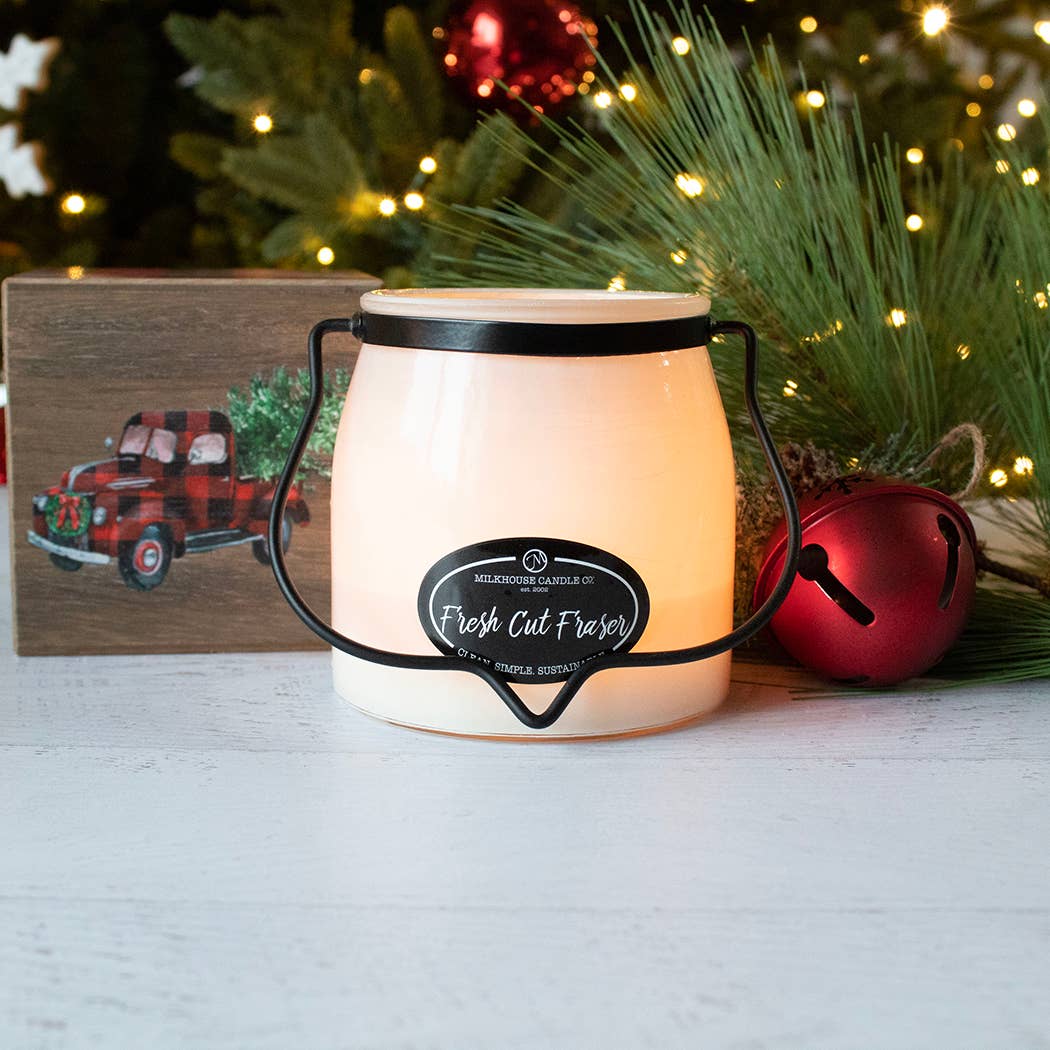 16 oz Butter Jar Soy Candle: Fresh Cut Fraser, by Milkhouse