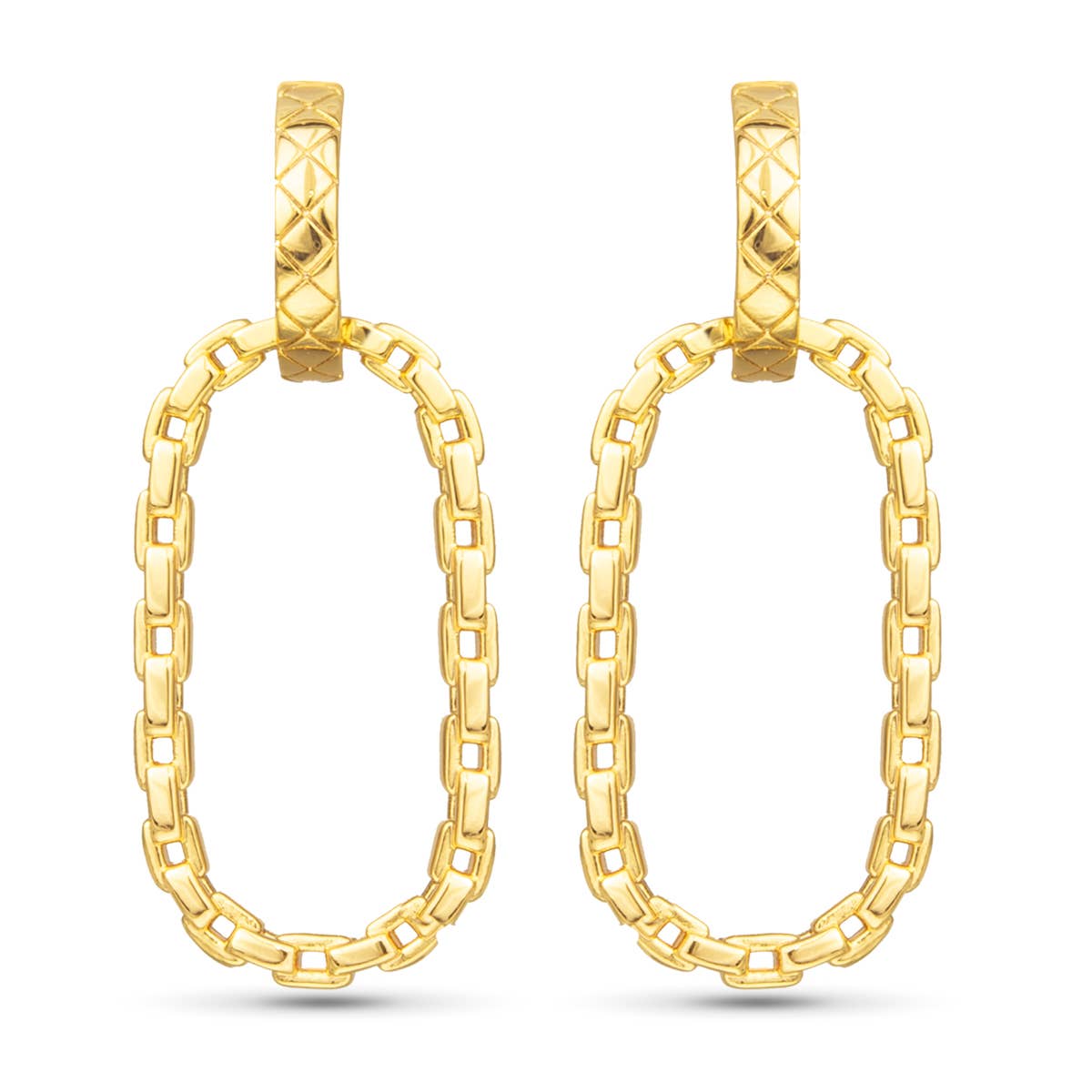 Chiara Polished Chain Link Drop - Gold - AMANDA BLU