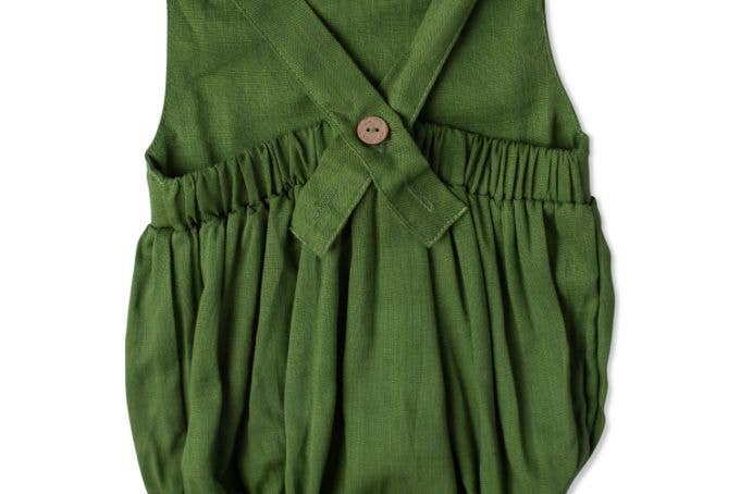 Green Pocket Baby Romper: 0-3m