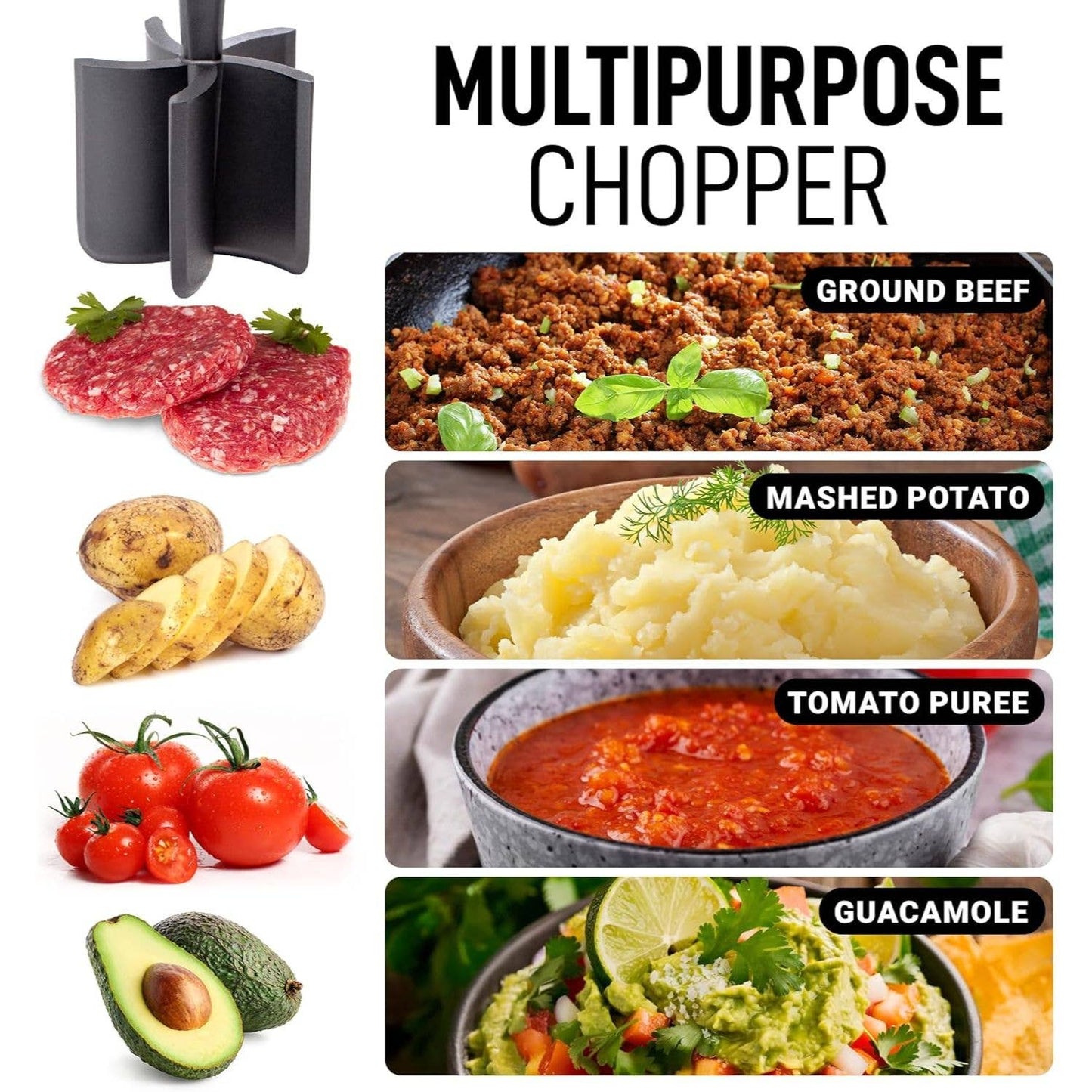 Z-MTCHP-RG-RD Premium Ground Meat Chopper Tool: Red