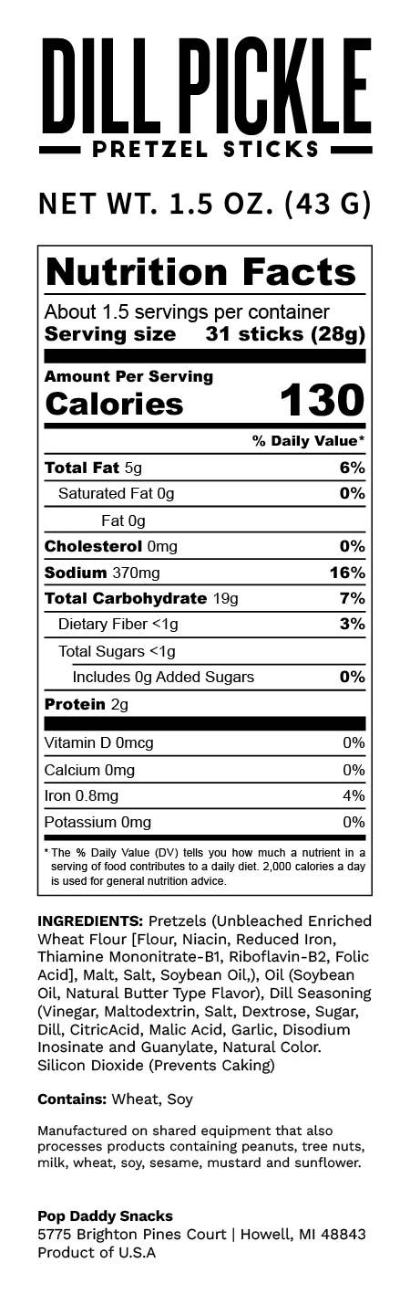 1.5oz pretzels - Dill Pickle