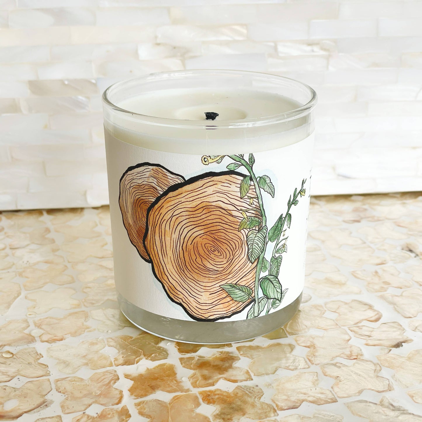 Teakwood Tobacco - Just Bee Candles: 13 oz (up to 60 hrs of clean burning)