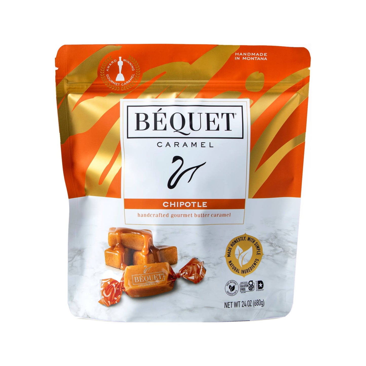 Béquet Gourmet Caramel 24 oz Resealable Pouch: Salt-Chocolate