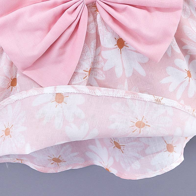 2pcs Baby Girl Daisy Floral Tank Dress with Hat Set: 9-12 Months / Blue
