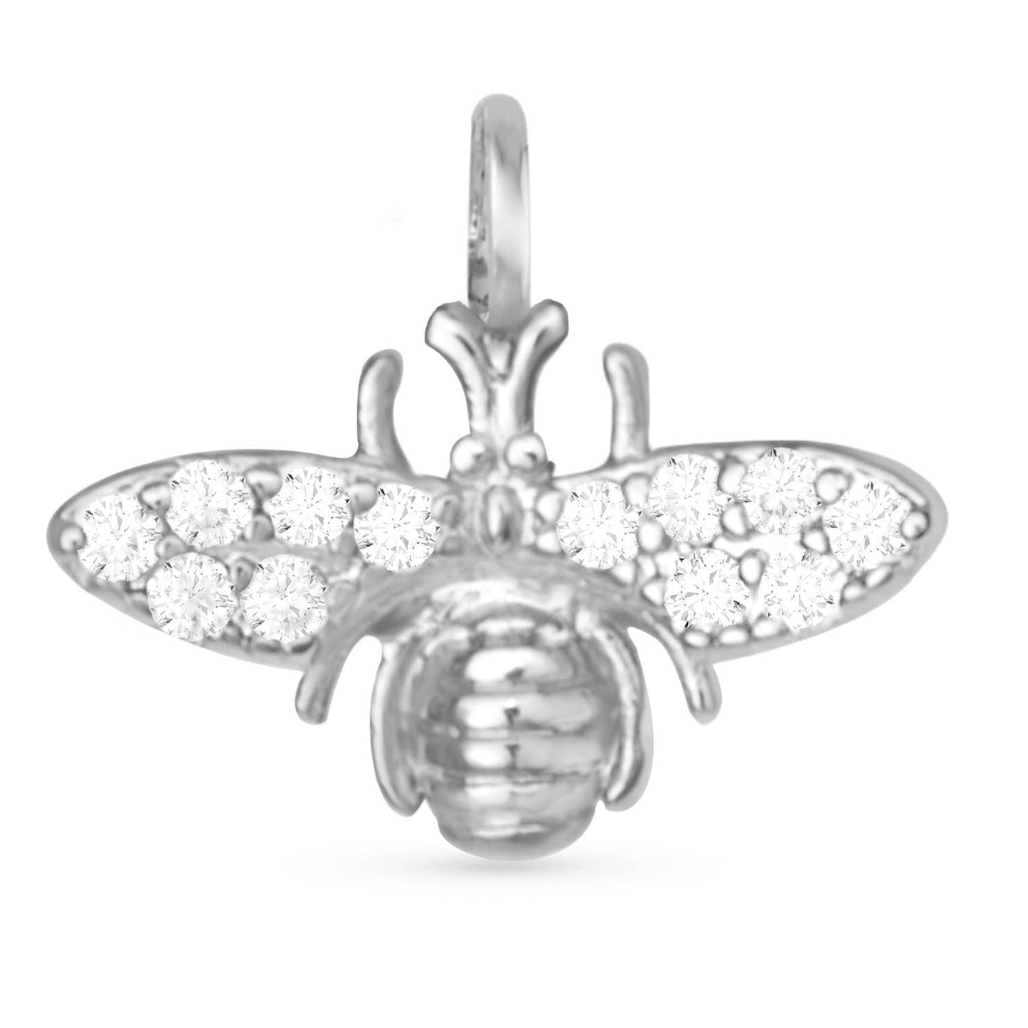 CZ Bee Necklace Charm - Silver