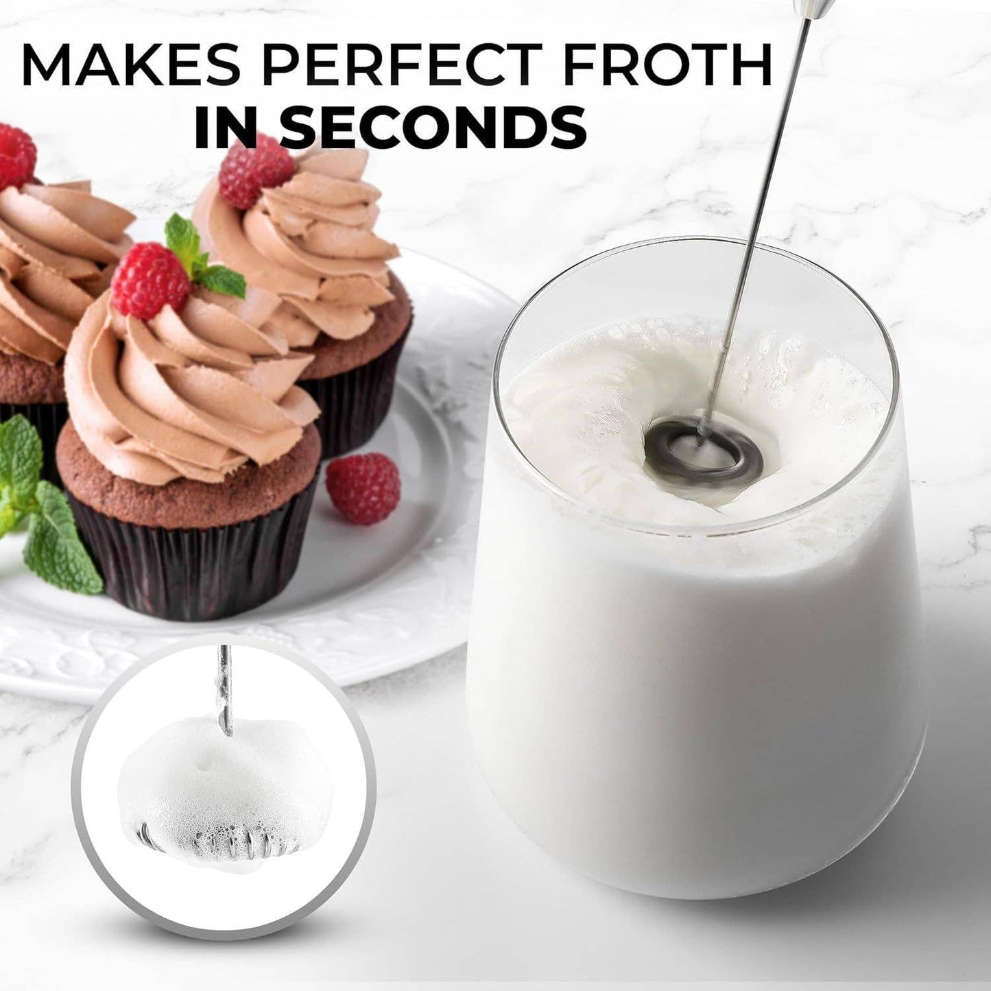Powerful Handheld Milk Frother with Stand: Teal
