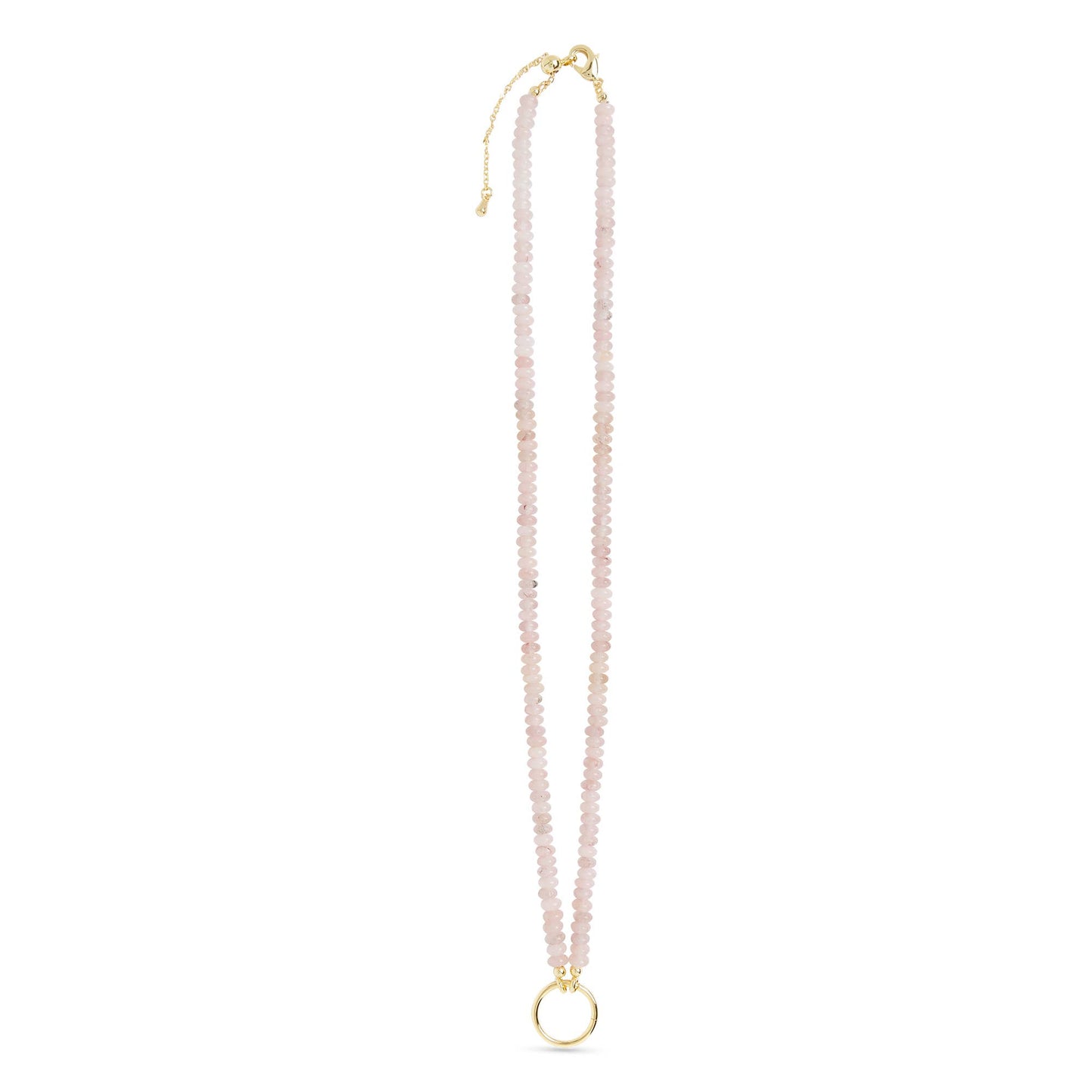 Gold Stone With Charm Clasp Necklace: White