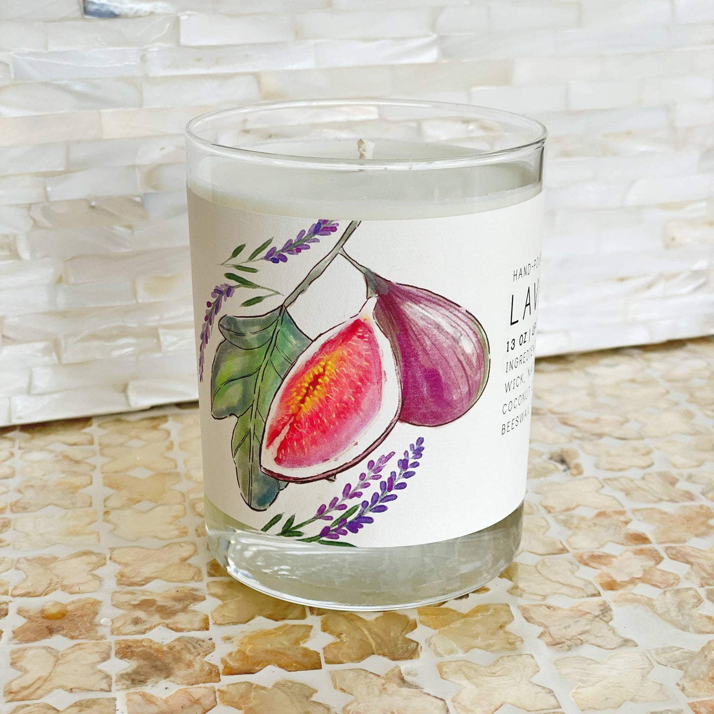 Lavender Fig - Just Bee Candles: 7 oz (up to 40 hrs of clean burning)
